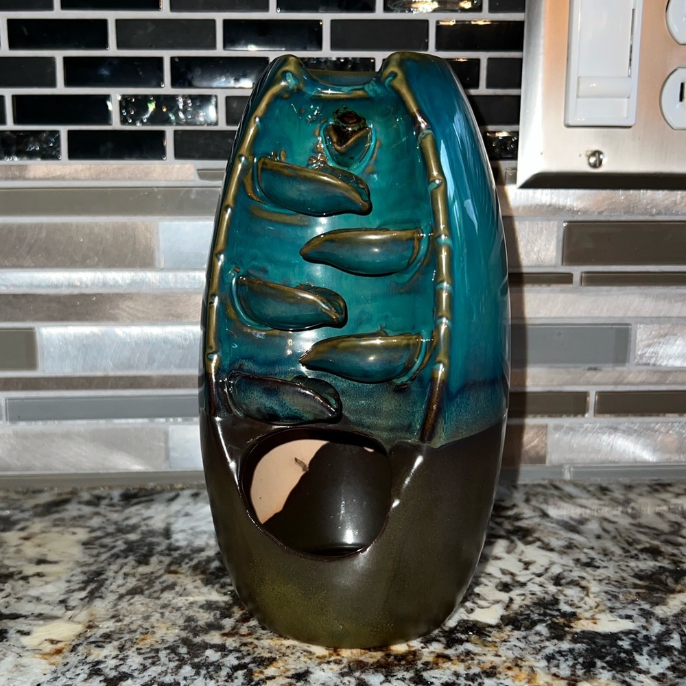 Ceramic backflow cone incense burner waterfall